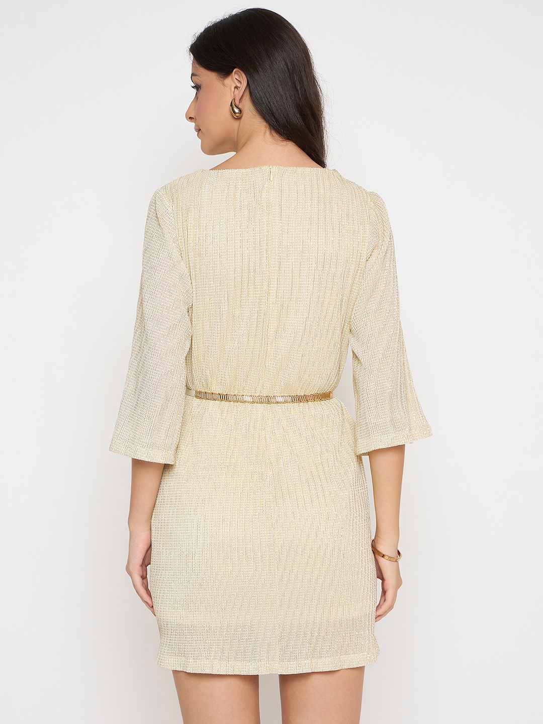 Madame Solid Midi Off White Shift Dress - Image 6