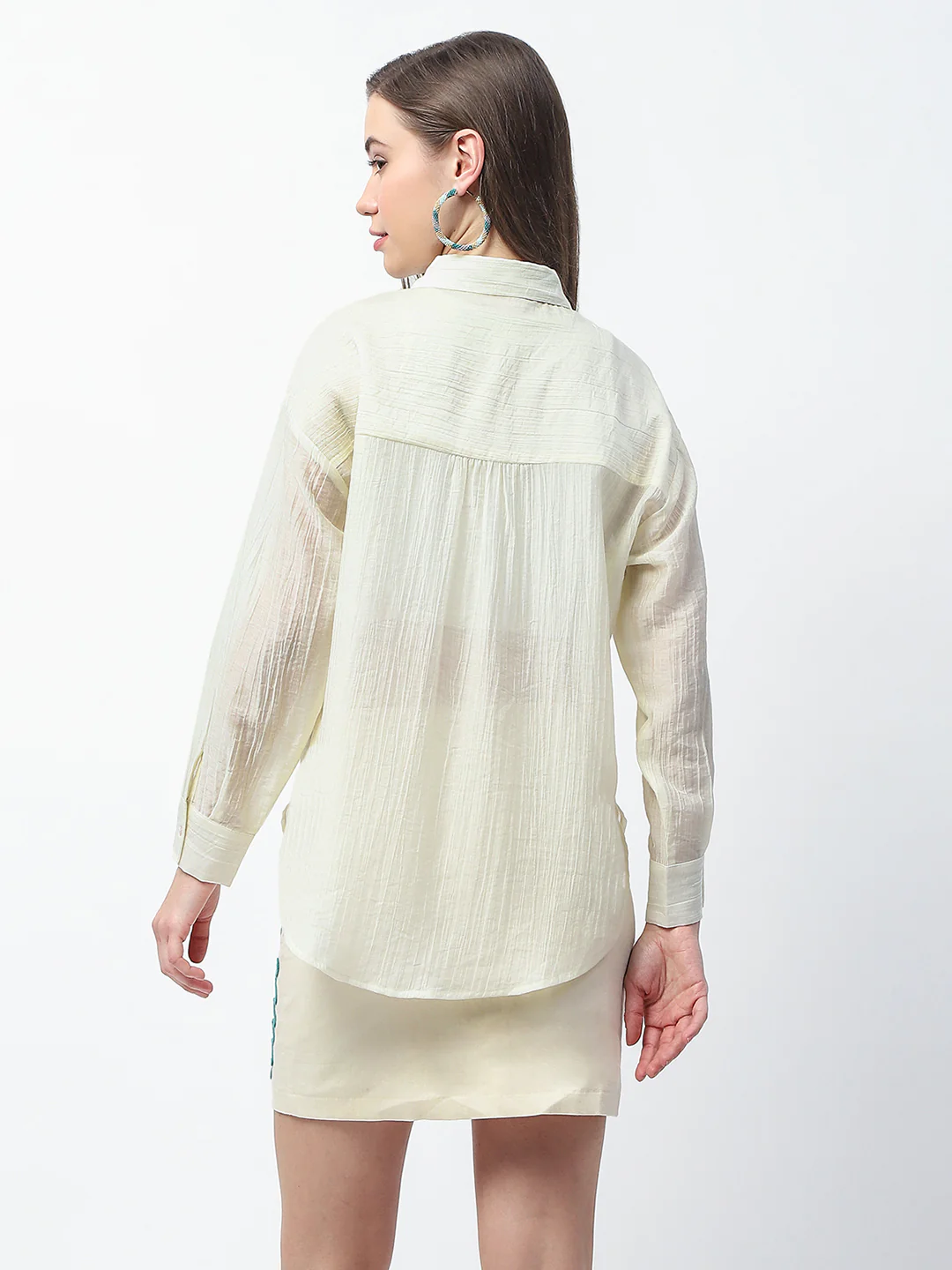 Madame Embroidered Tencel Blend Off White Shirt - Image 7