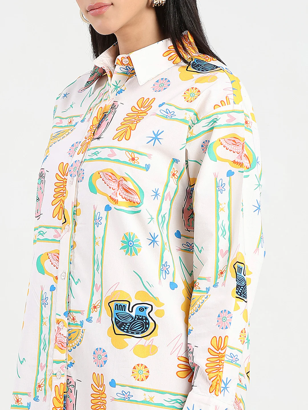 Madame All Over Print Beige Cotton Blend Shirt - Image 7