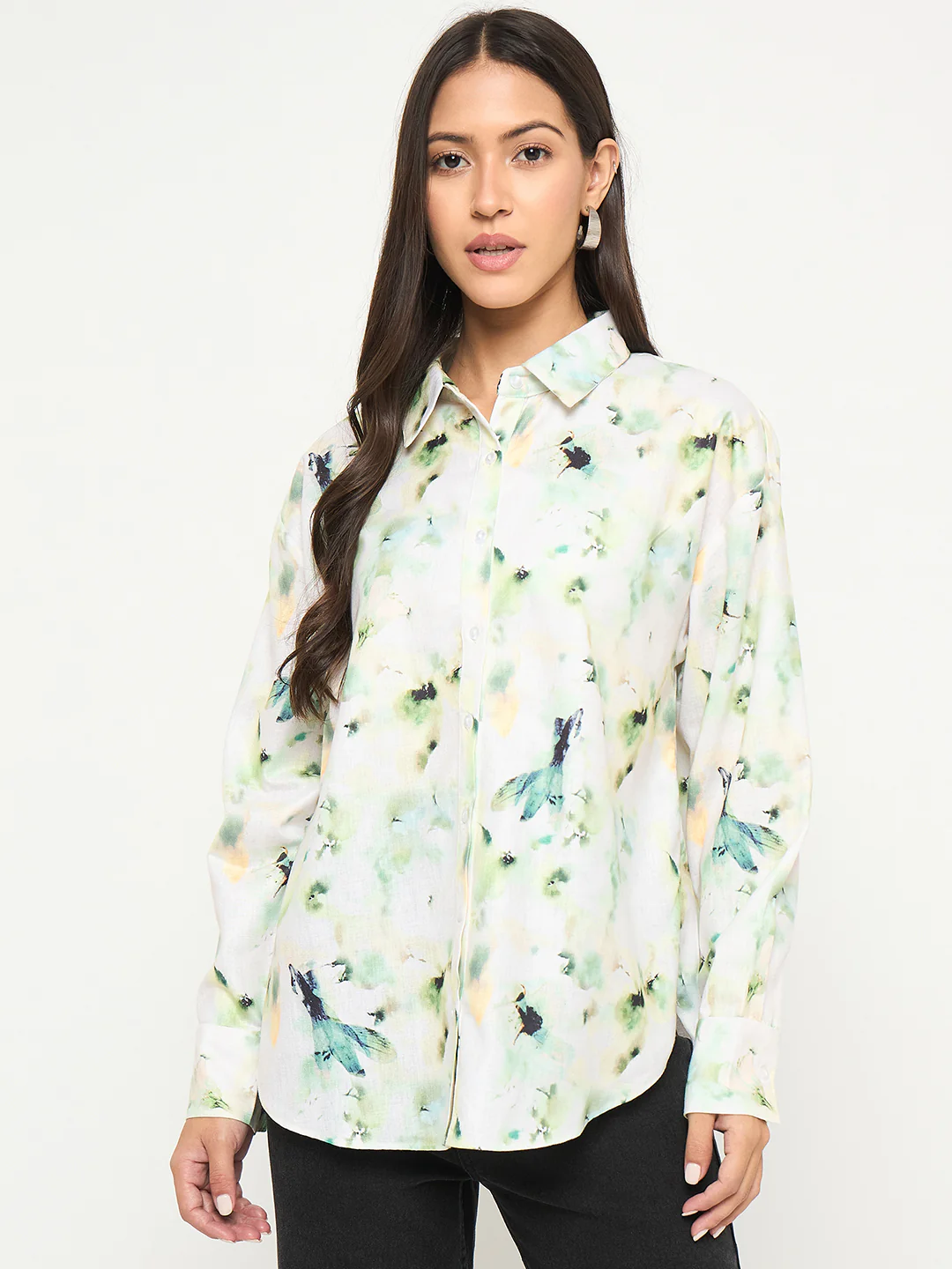 Madame All Over Botanical Print Lemon Yellow Shirt - Image 3