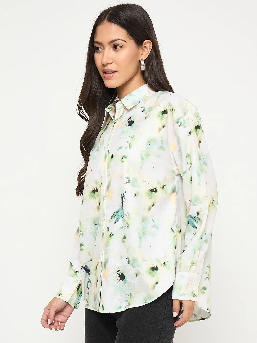 Madame All Over Botanical Print Lemon Yellow Shirt - Image 4