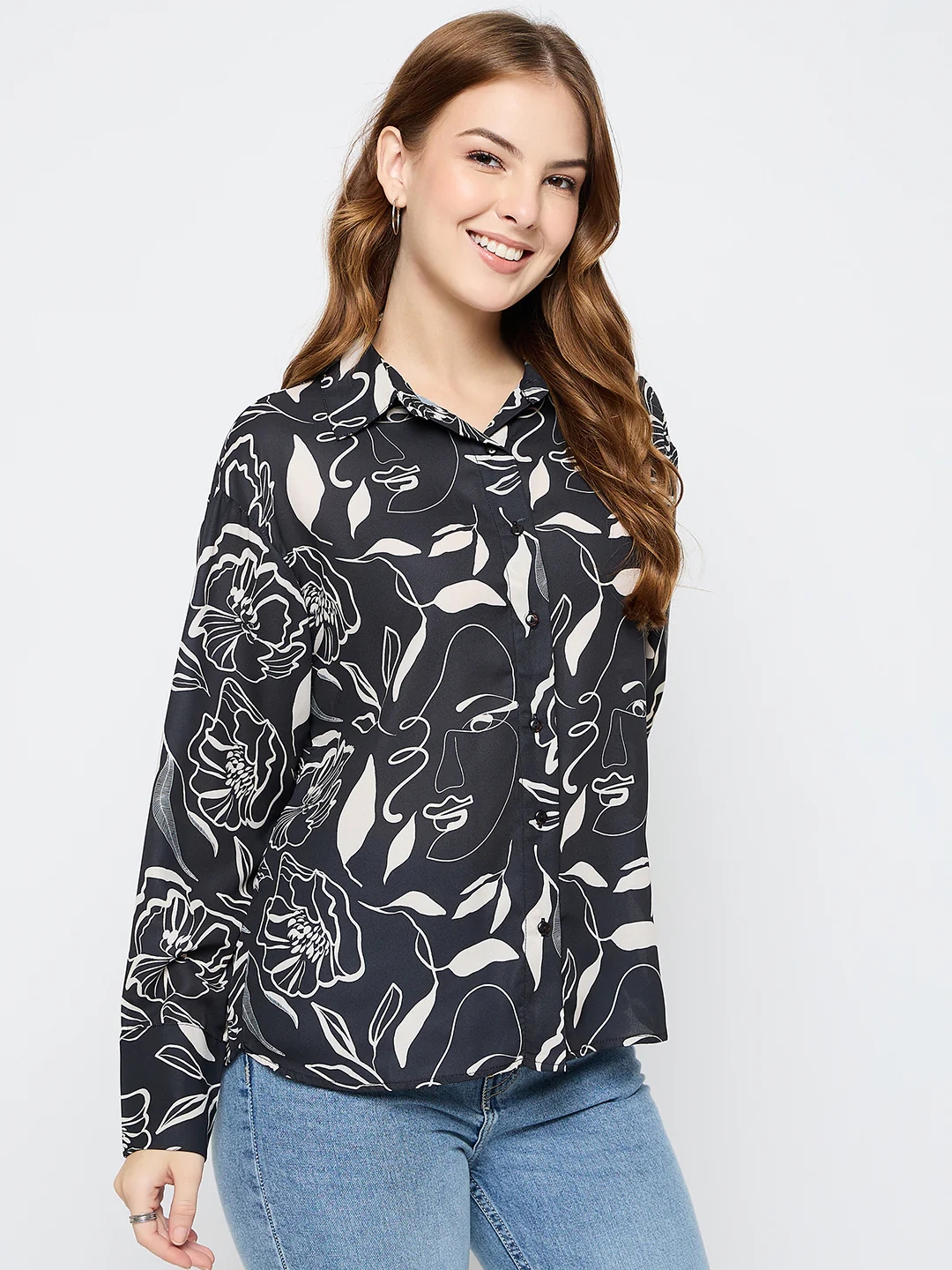 Madame Black Floral Print Shirt - Image 4