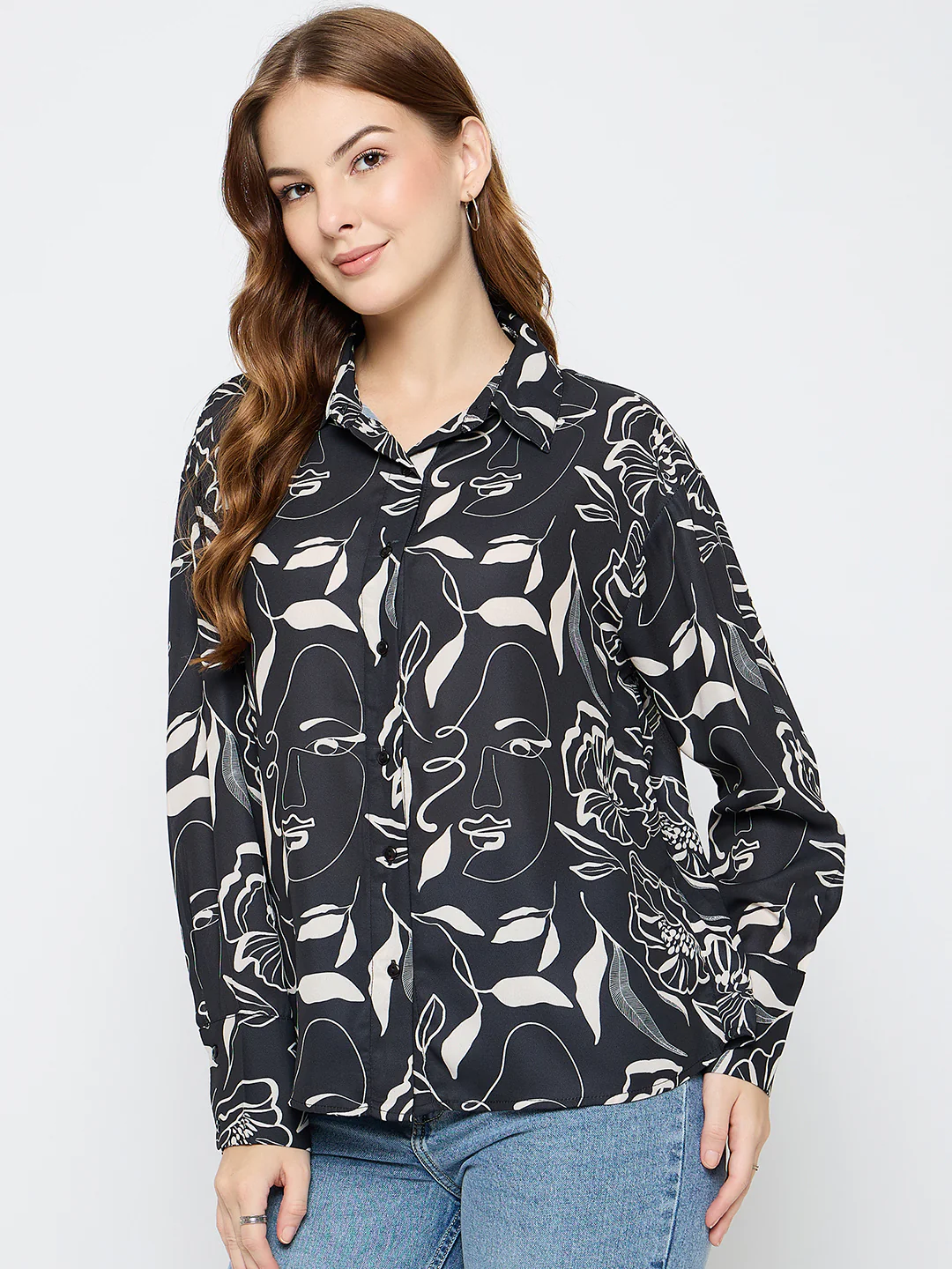 Madame Black Floral Print Shirt - Image 5
