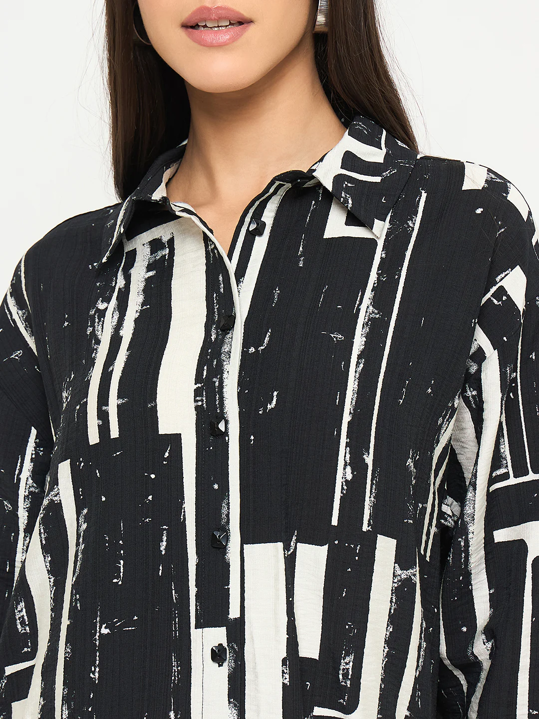 Madame All Over Print Black Cotton Blend Full Shirt - Image 7
