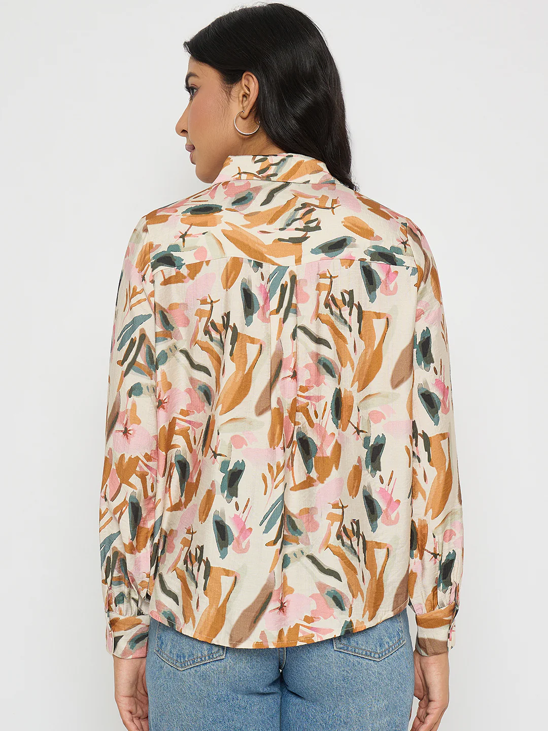 Madame Abstract Print Rust Red Rayon Blend Shirt - Image 7