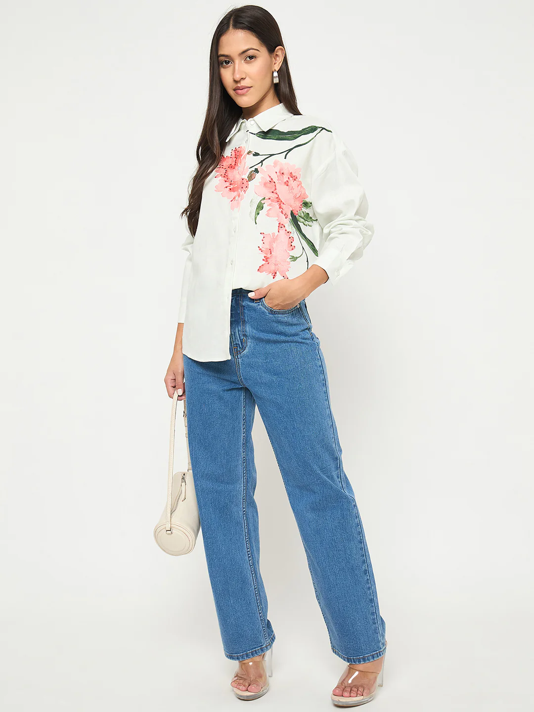 Madame Floral Print Light Green Viscose Blend Shirt - Image 2