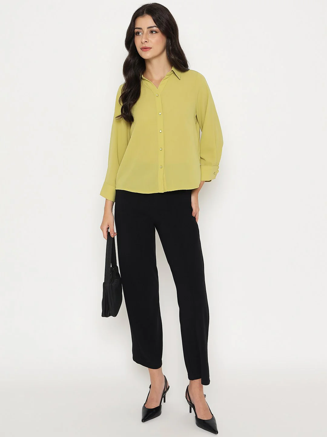 Madame Solid Cyber Lime Full Sleeve Shirt - Image 2