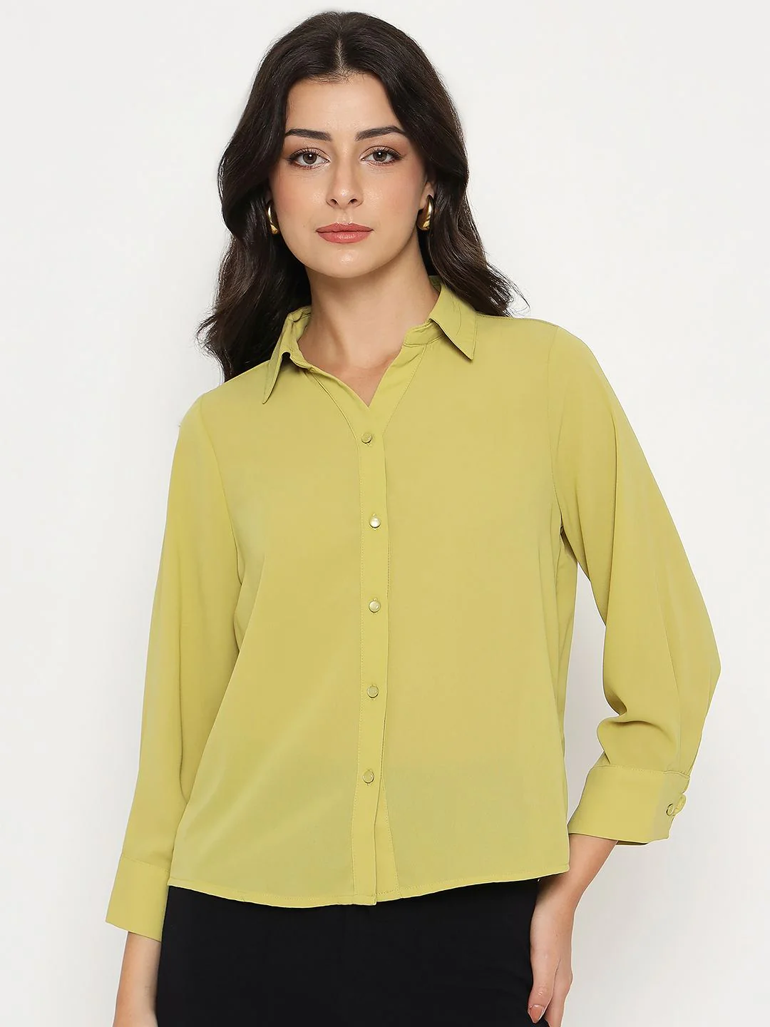 Madame Solid Cyber Lime Full Sleeve Shirt - Image 3