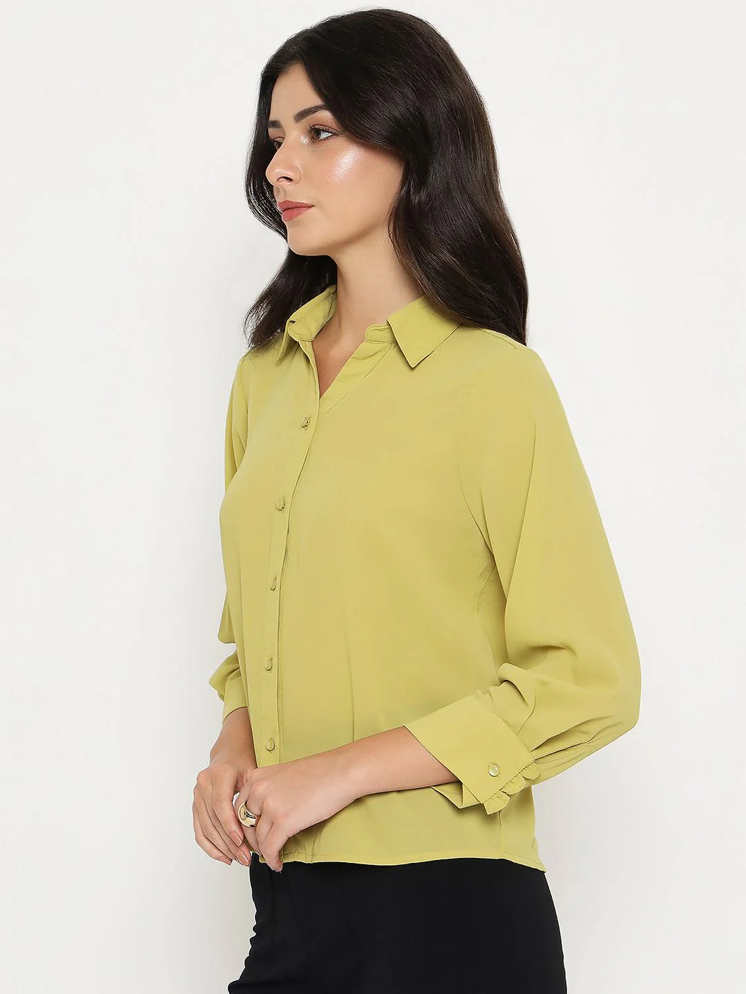 Madame Solid Cyber Lime Full Sleeve Shirt - Image 5