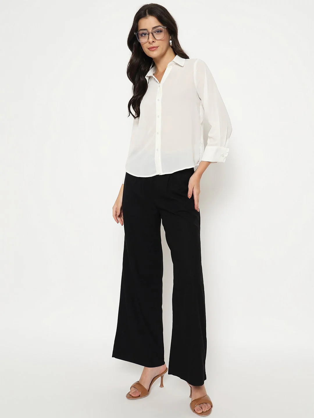 Madame Solid White Full Sleeve Shirt - Image 2
