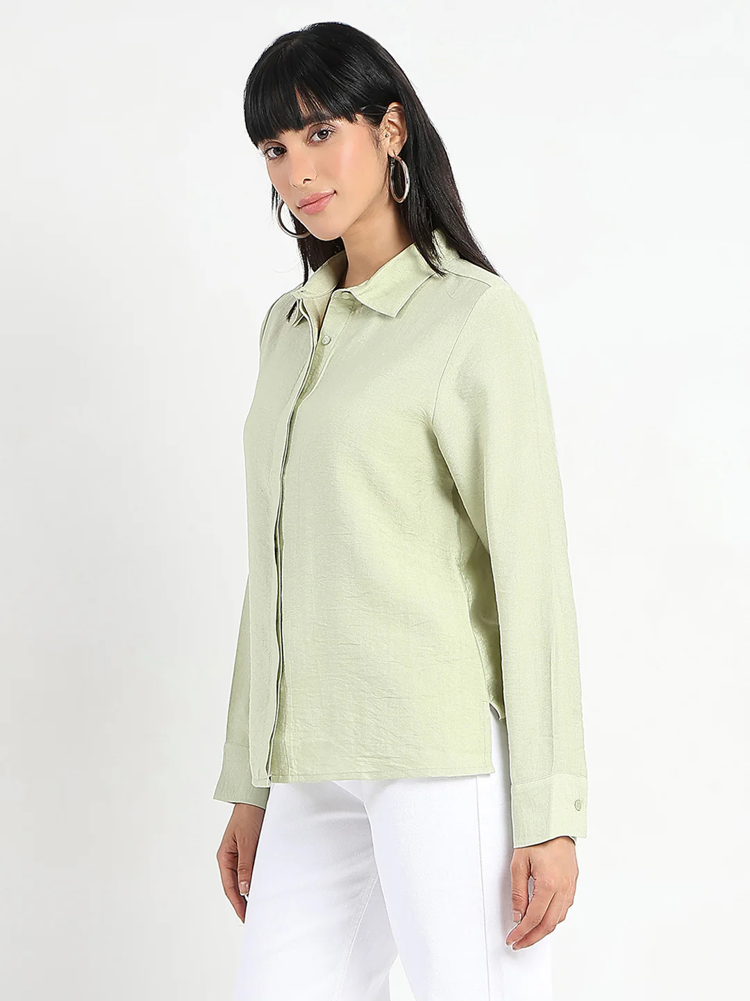 Madame Apple Green Rayon Blend Shirt - Image 5