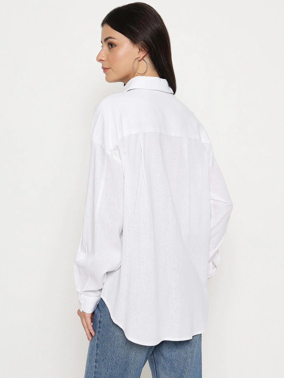 Madame Linen Blend Solid White Shirt - Image 6