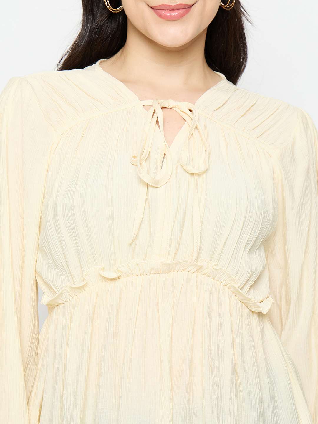 Madame Cinch Waist Off White Peplum Top - Image 7