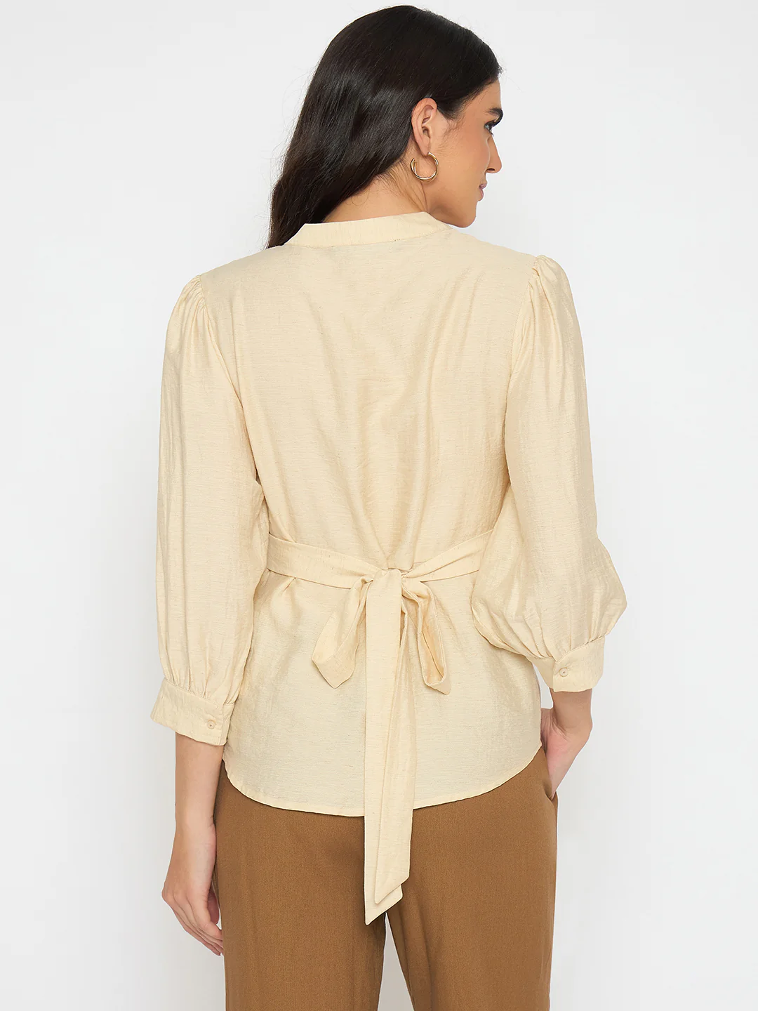 Madame Embroidered Lace Detailed Beige Top - Image 6