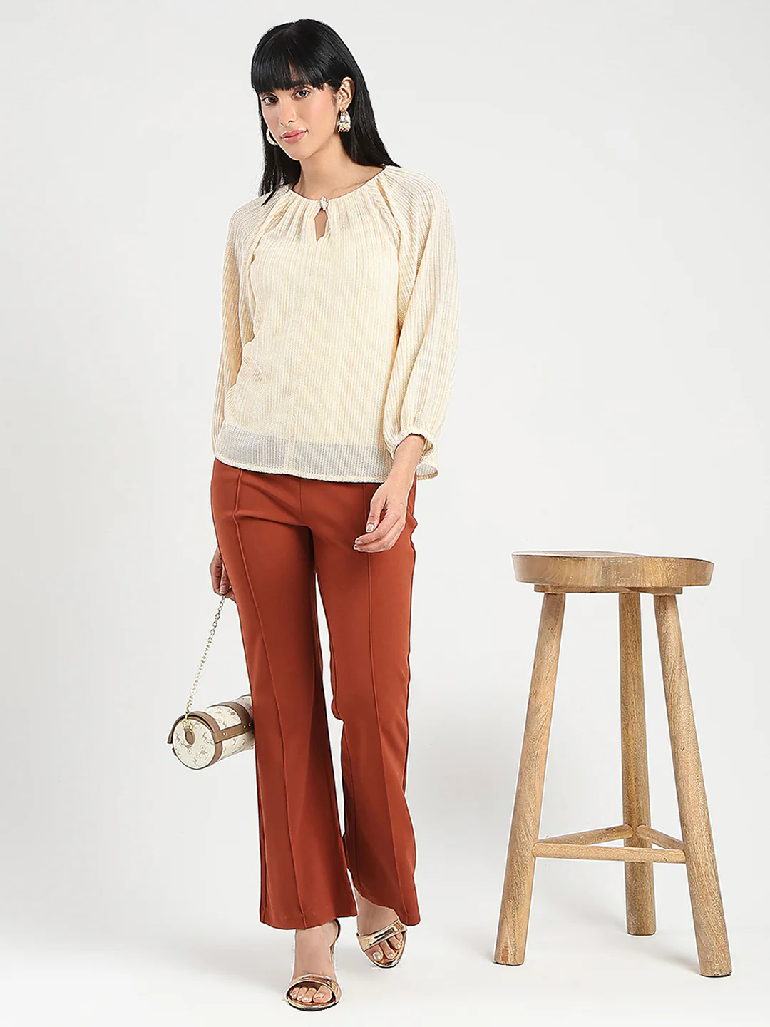 Madame Beige Rayon Blend Top - Image 2
