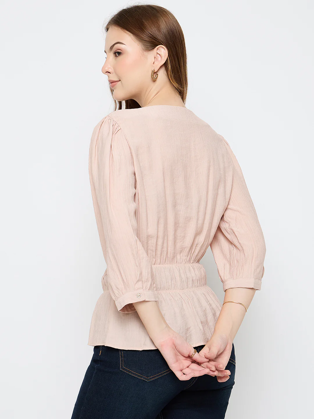 Madame Rayon Blend Pink Peplum Top - Image 6