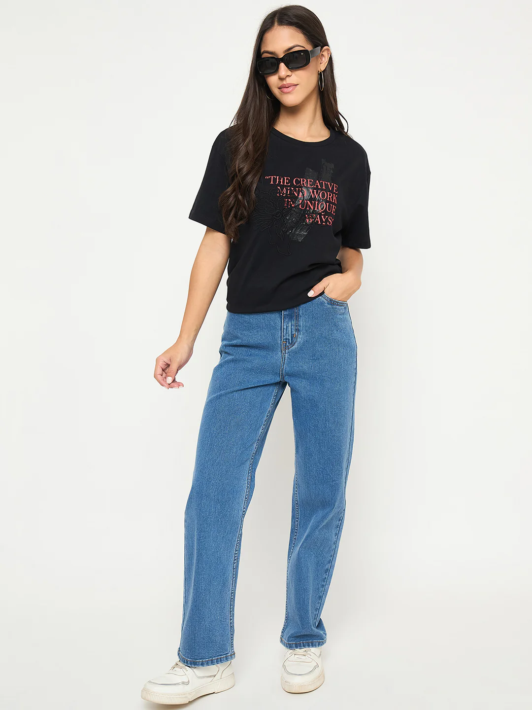 Madame Acid Wash Mid Blue Cotton Blend Straight Jeans - Image 2