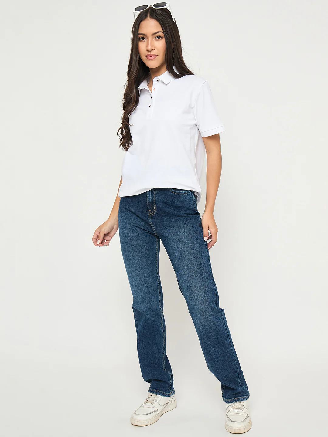 Madame Stone Wash Dark Blue Cotton Blend Jeans - Image 2
