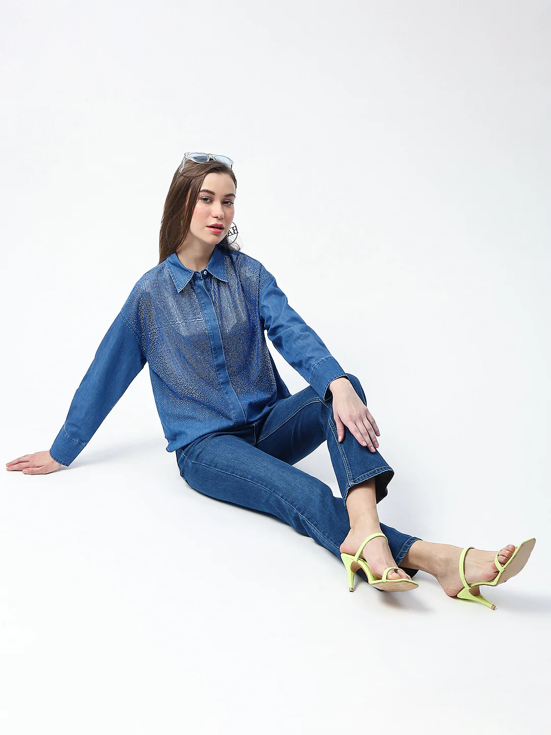 Madame Whiskered Straight Fit Dark Blue Cotton Blend Jeans - Image 2