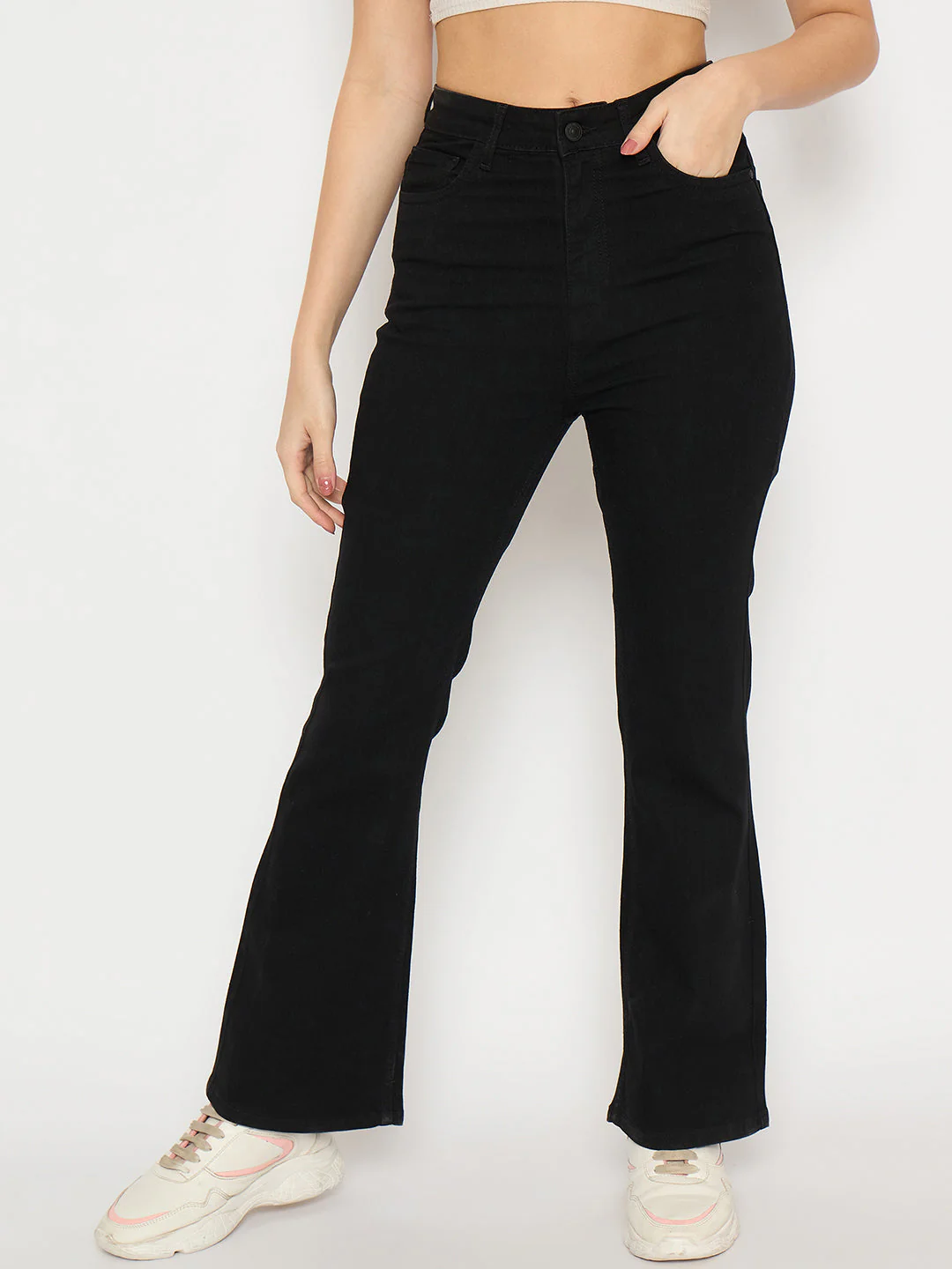Madame Flared Fit Black Denim Jeans - Image 3