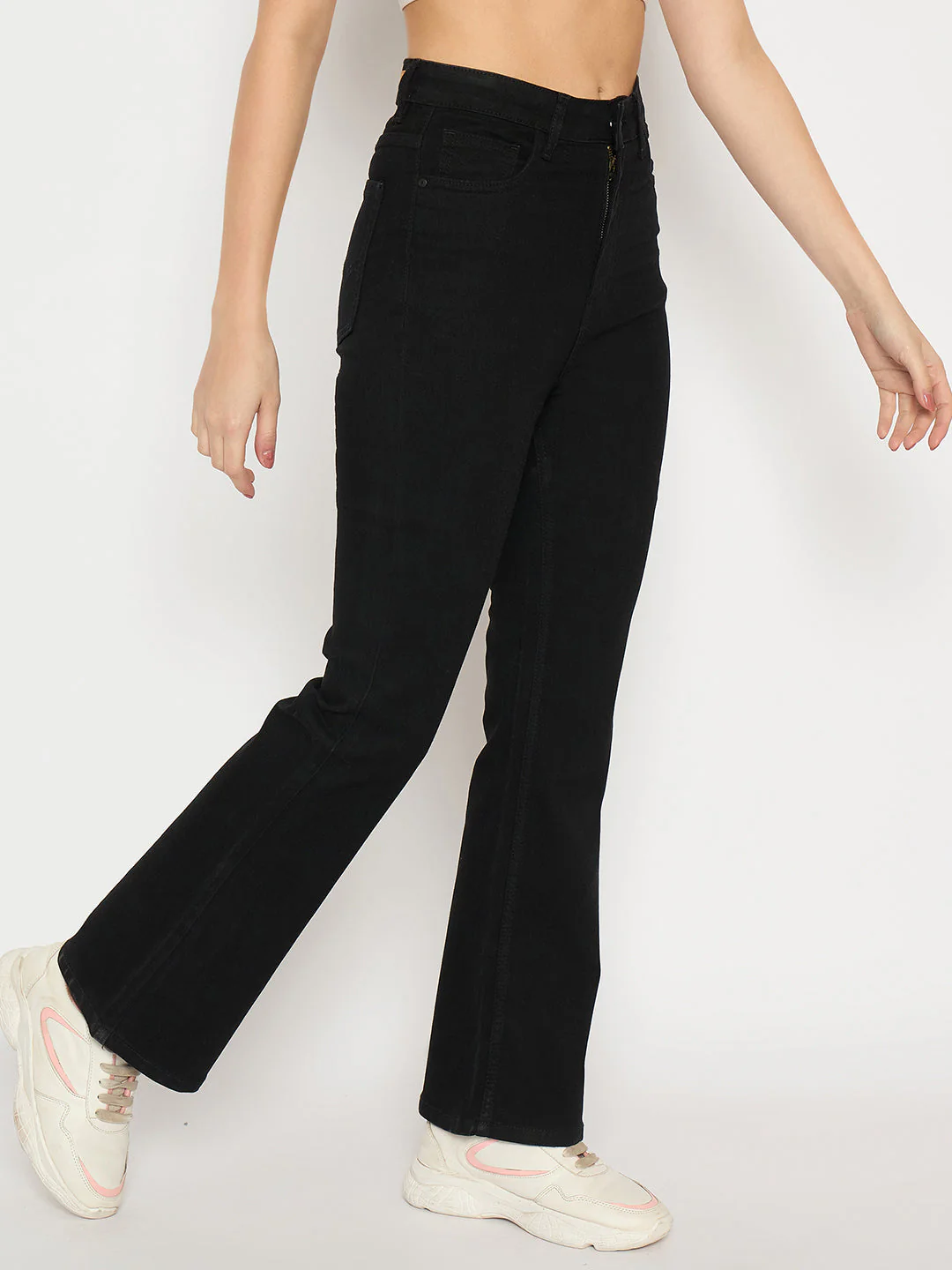 Madame Flared Fit Black Denim Jeans - Image 4