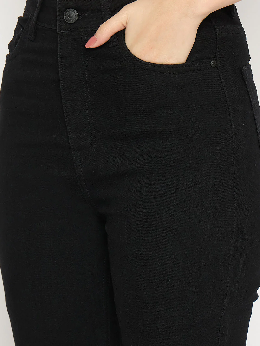Madame Flared Fit Black Denim Jeans - Image 7