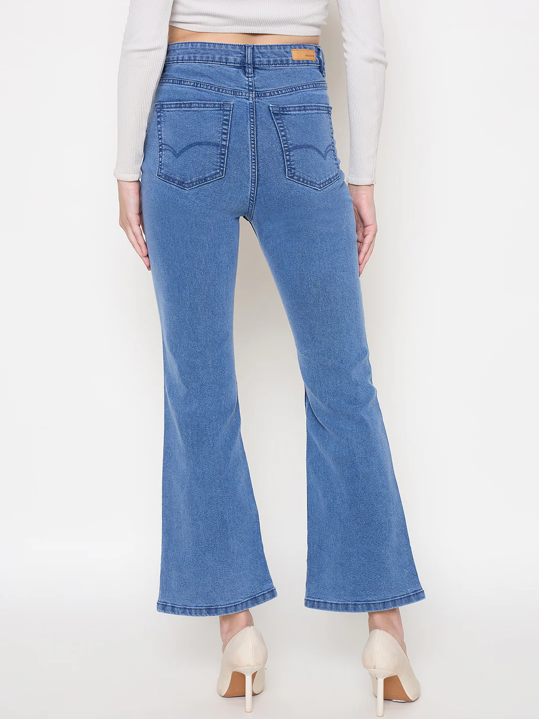 Madame Cotton Blend Flared Fit Mid Blue Denim Jeans - Image 6