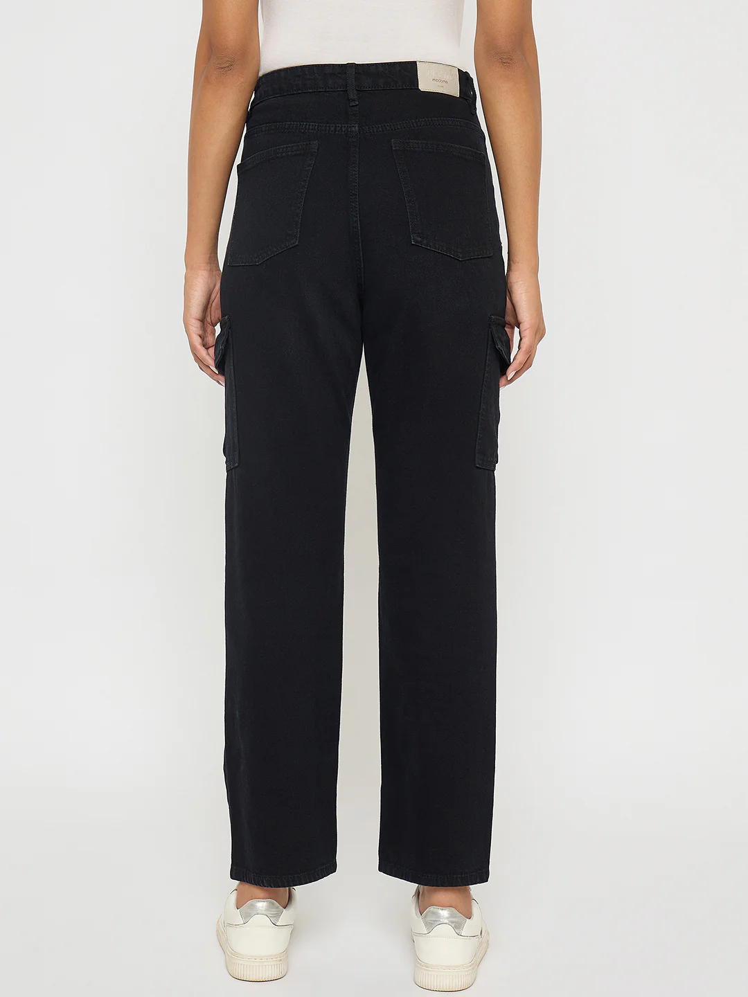 Madame Multi Pocketed Black Straight Cotton Denim Cargo - Image 5