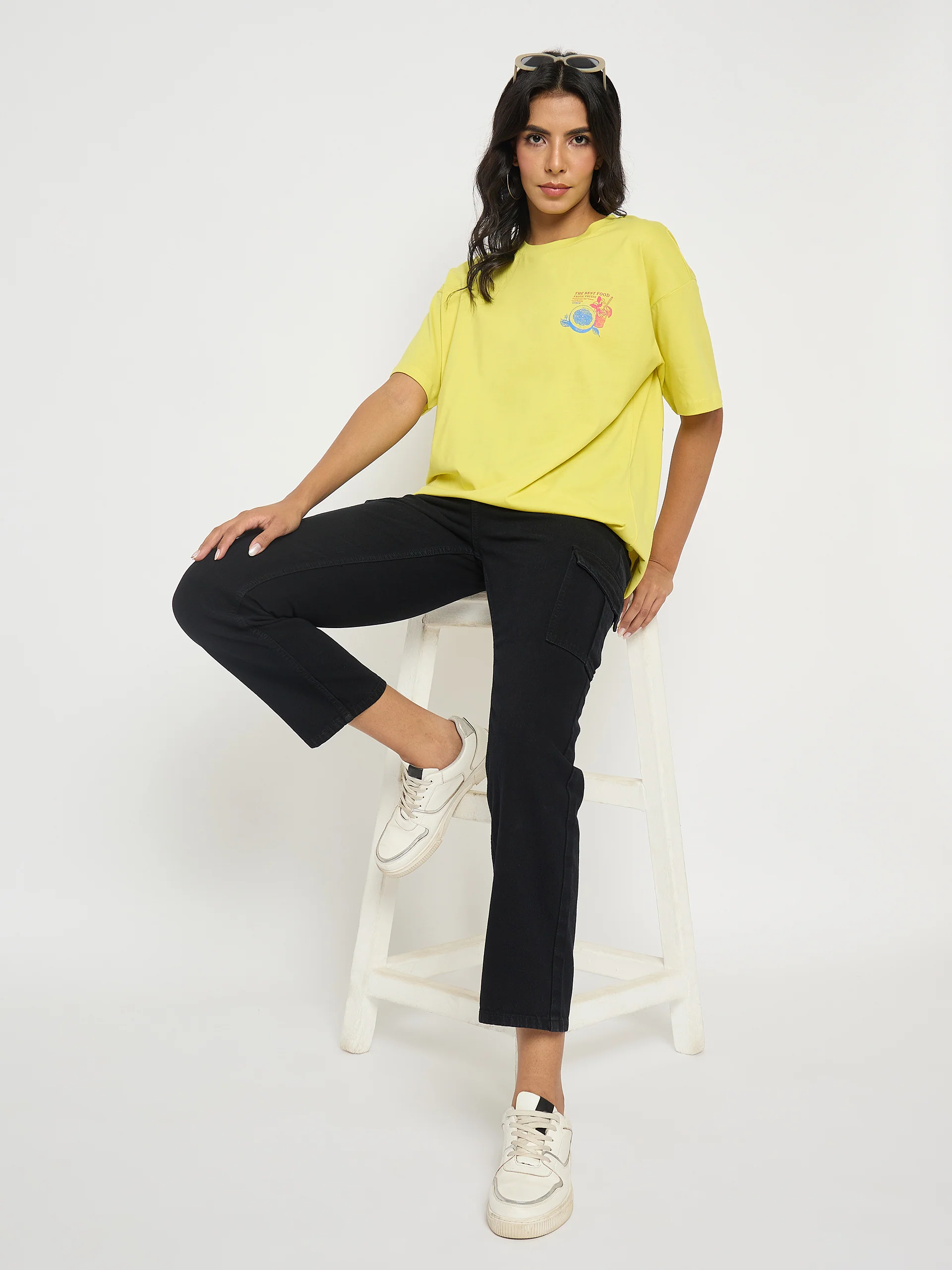 Madame Multi Pocketed Black Straight Cotton Denim Cargo - Image 6