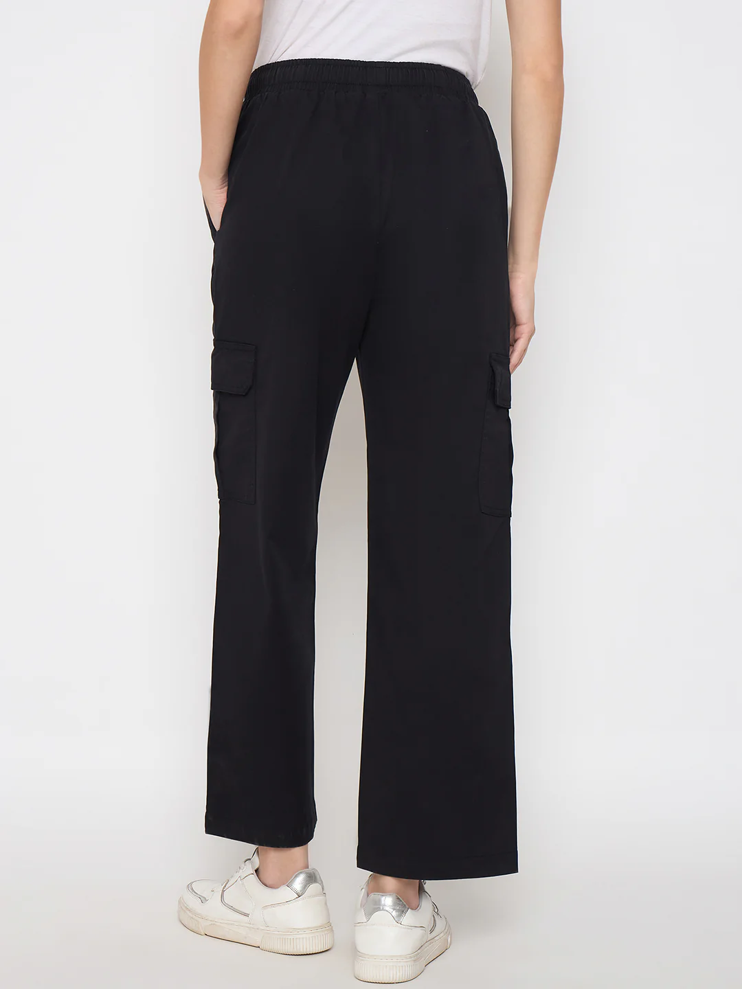 Madame Cotton Straight Black Cargo Pants - Image 6