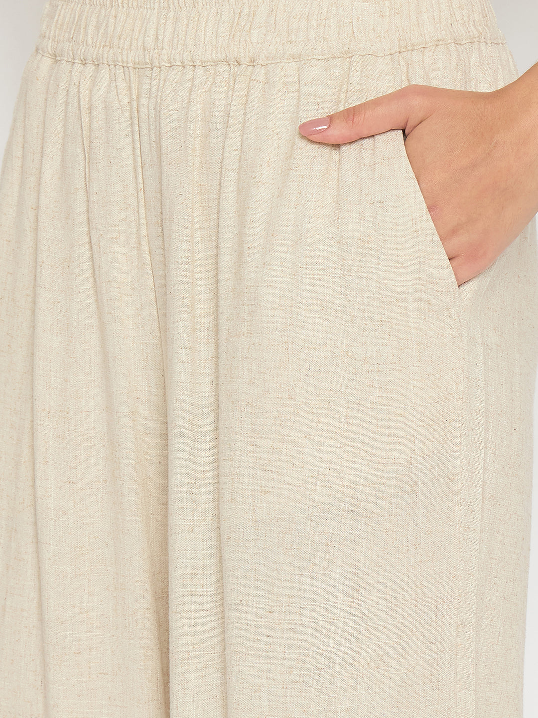 Madame Straight Fit Solid Beige Rayon Blend Trousers - Image 7