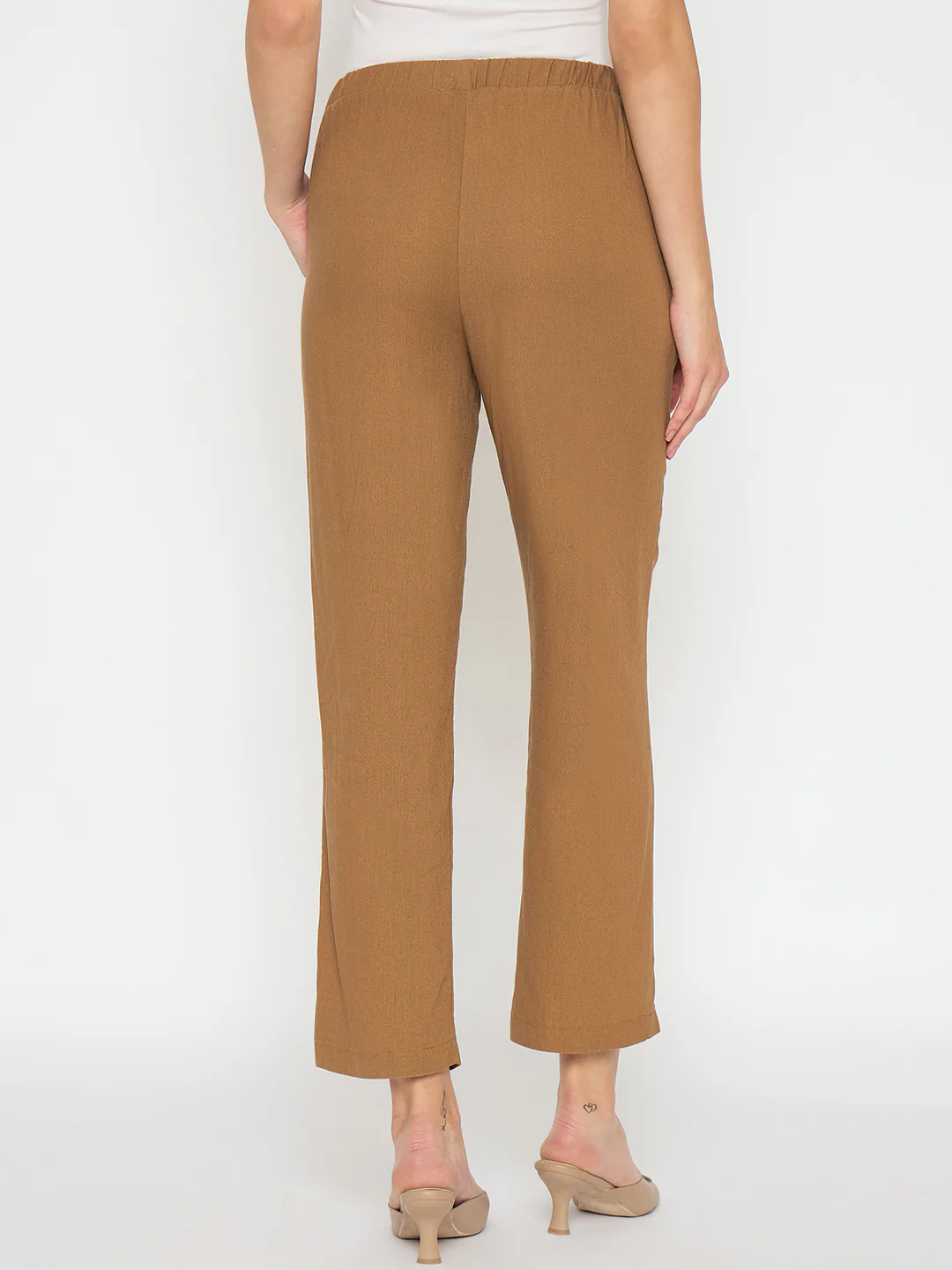 Madame Straight Fit Brown Rayon Blend Trousers - Image 6