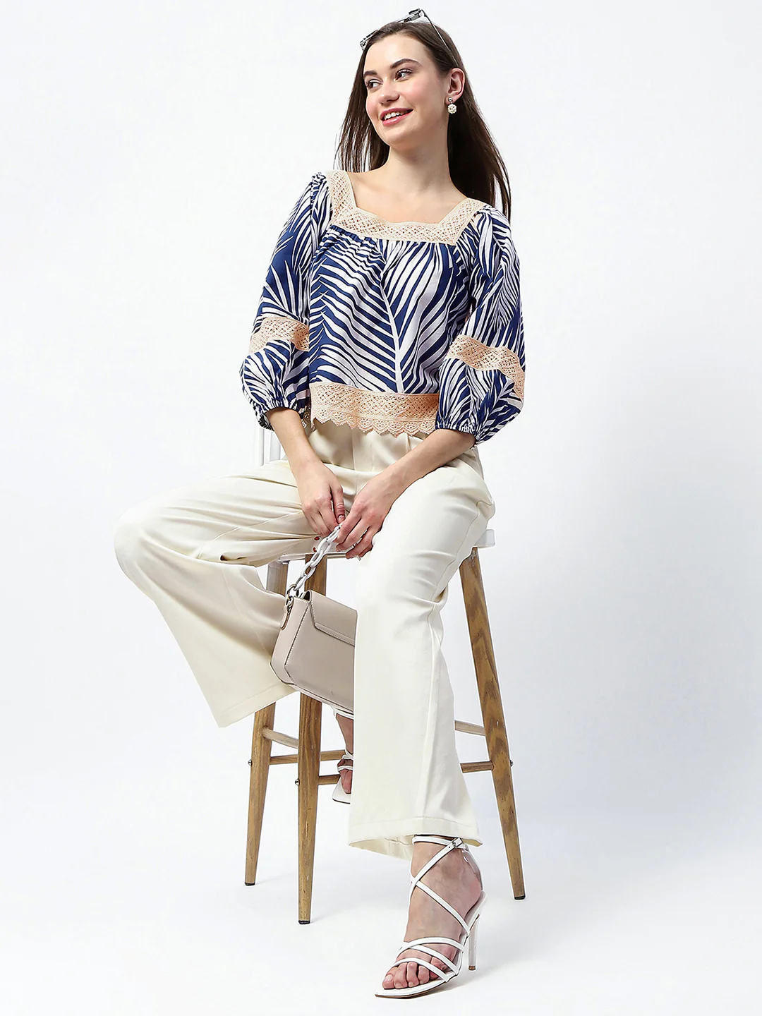 Madame Pleat Detailed Off White Gurkha Trousers - Image 2