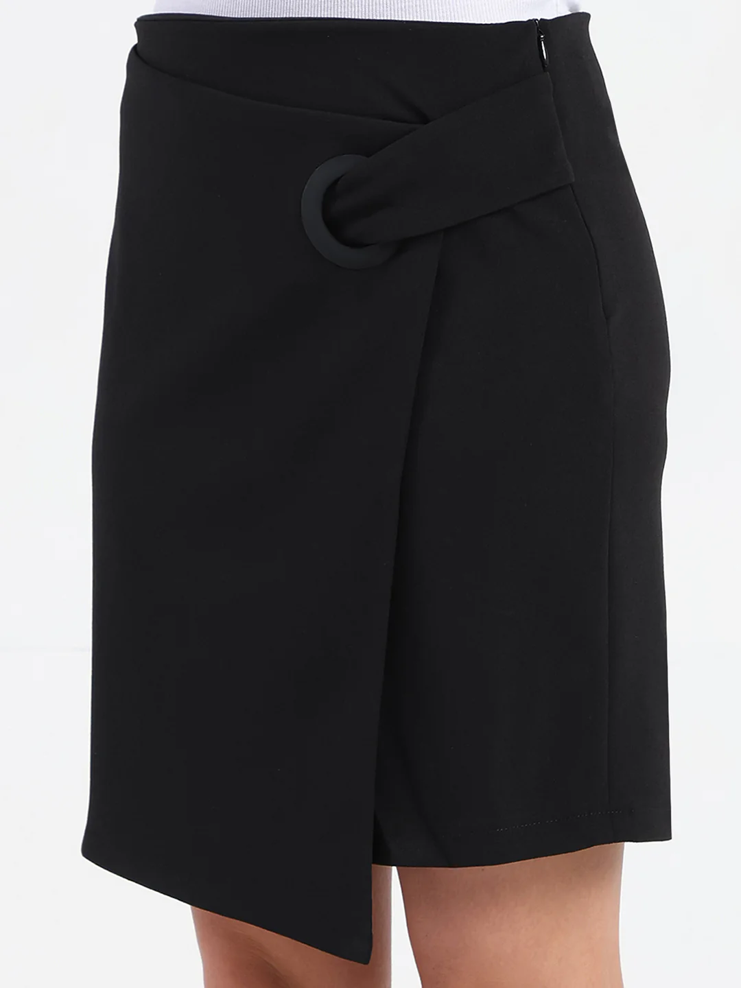 Madame Asymmetrical Wrap Black Mini Skirt - Image 6