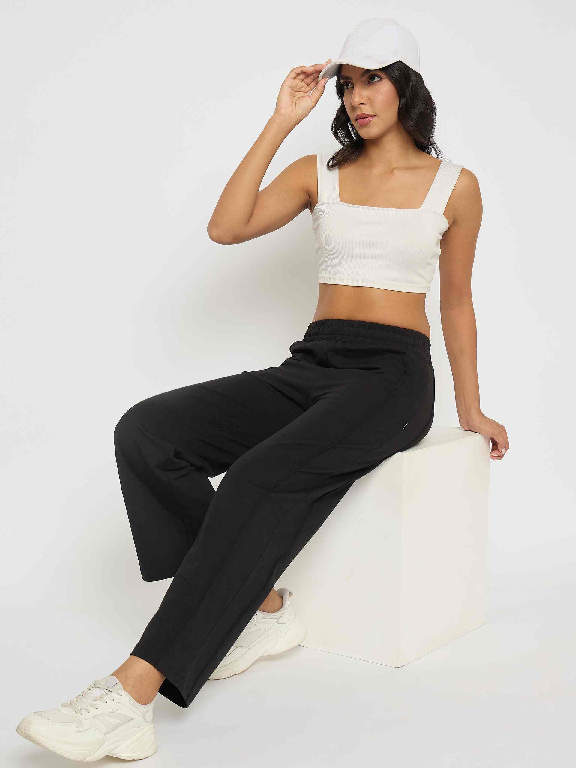 Madame Black Straight FIt Cotton Blend Track Bottoms - Image 7