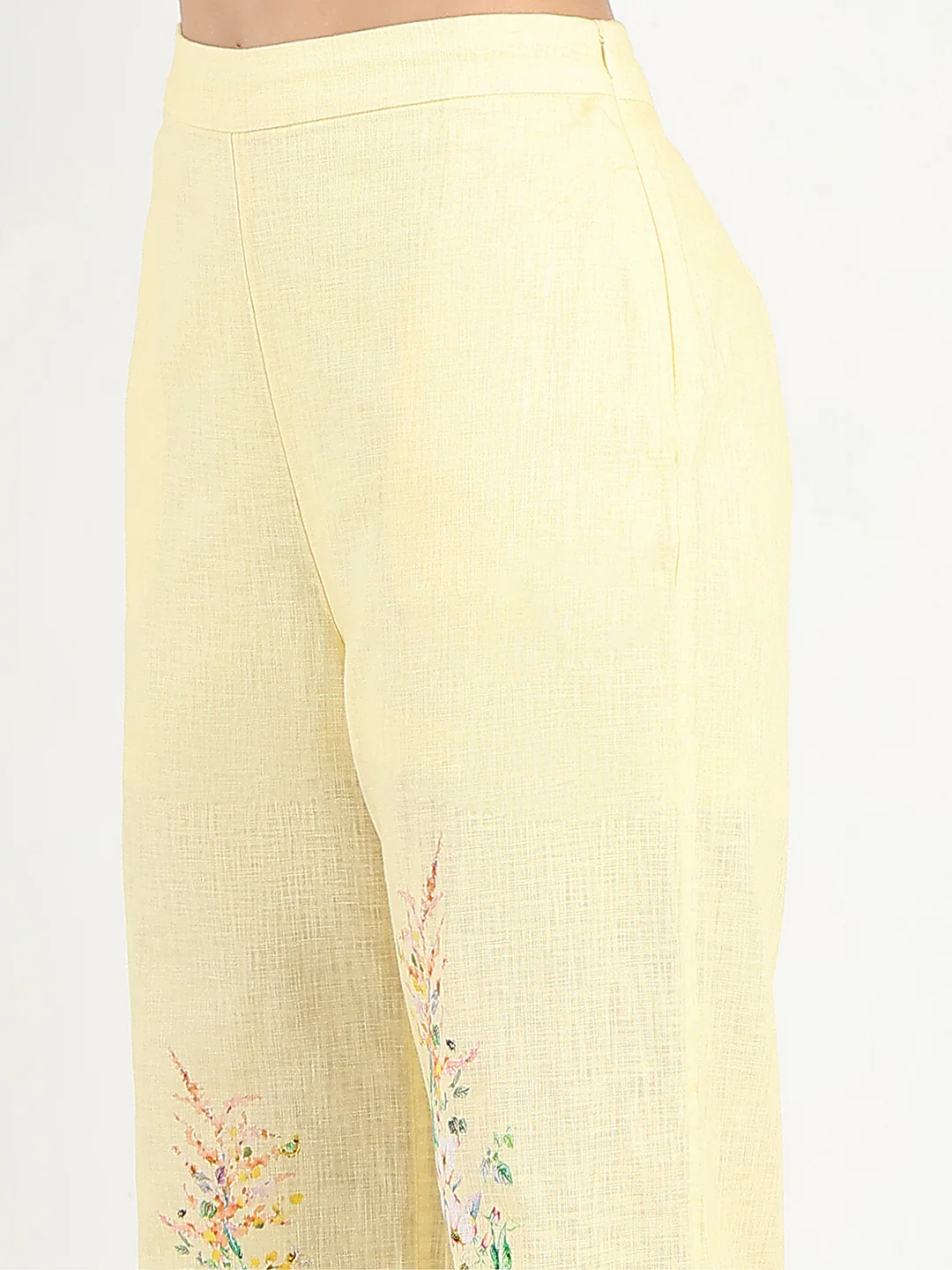 Madame Printed Shirt and Trousers Yellow Cotton Co-ord Set - Image 9