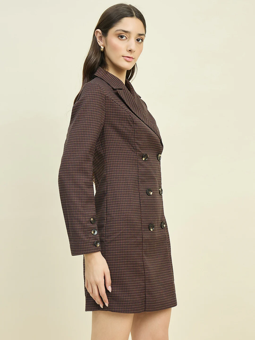 Madame Brown Double Breasted Long Coat - Image 4