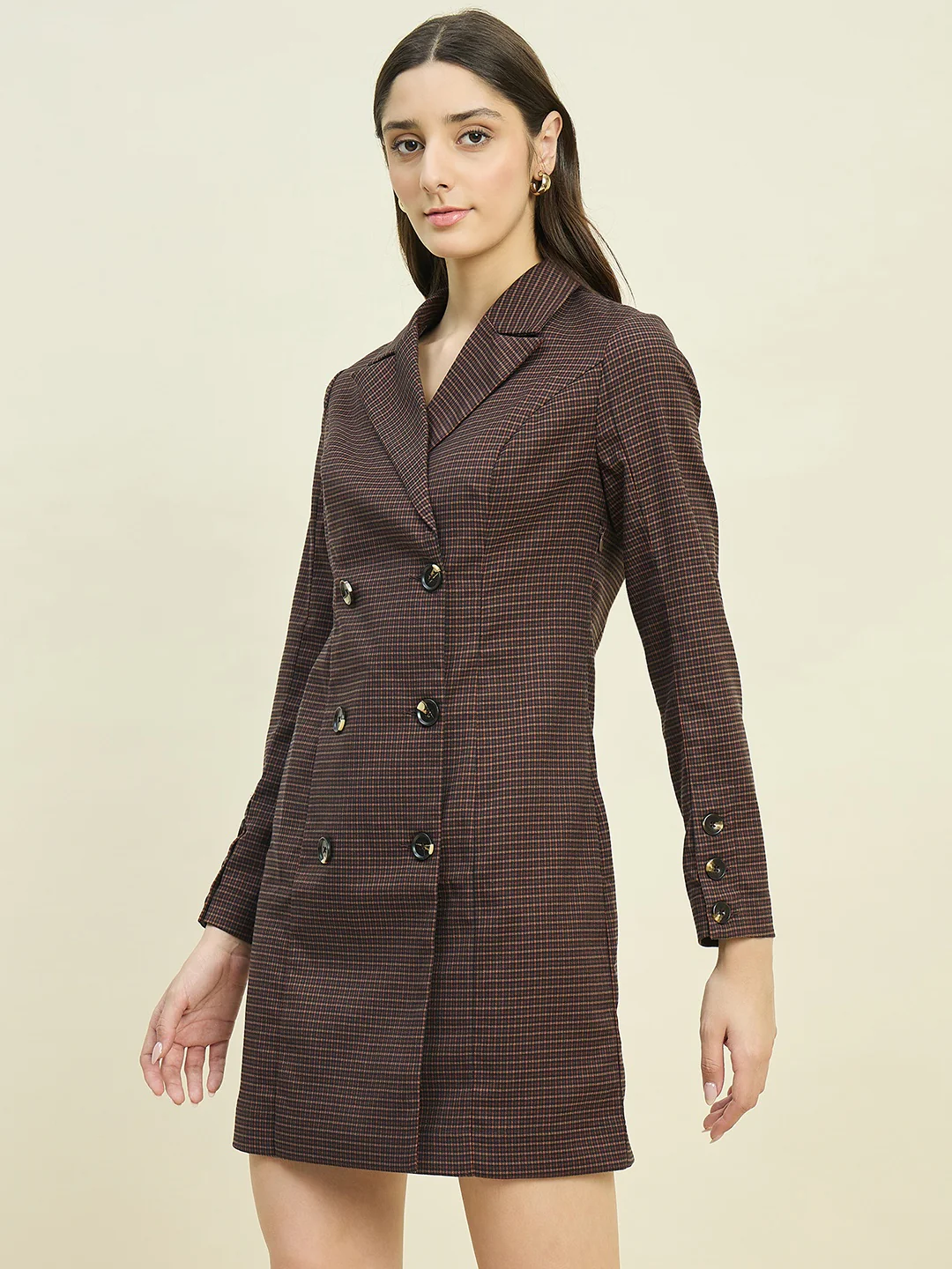 Madame Brown Double Breasted Long Coat - Image 5