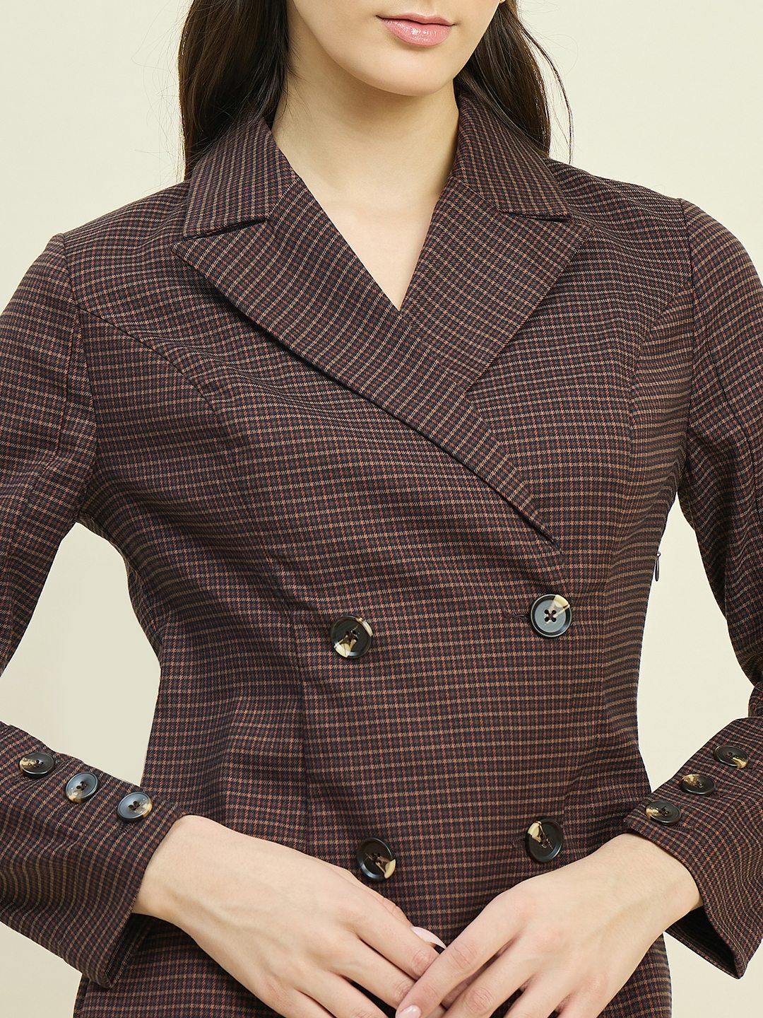Madame Brown Double Breasted Long Coat - Image 7