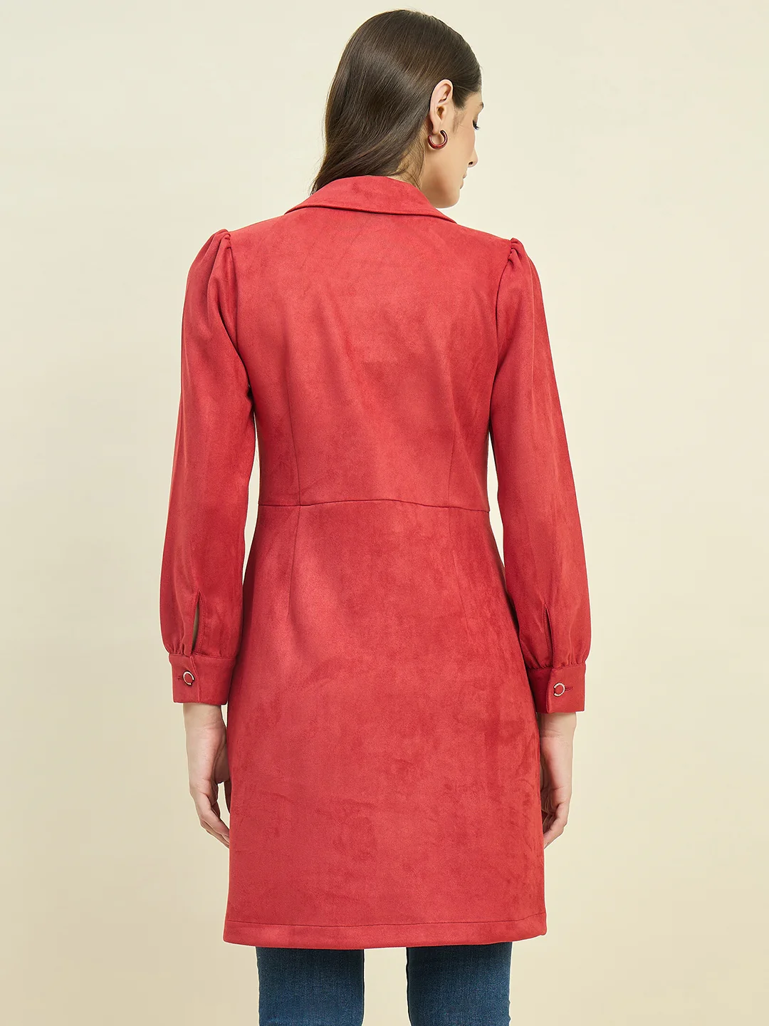 Madame Suede Blazer Dress with Embellished Button Details - Image 6