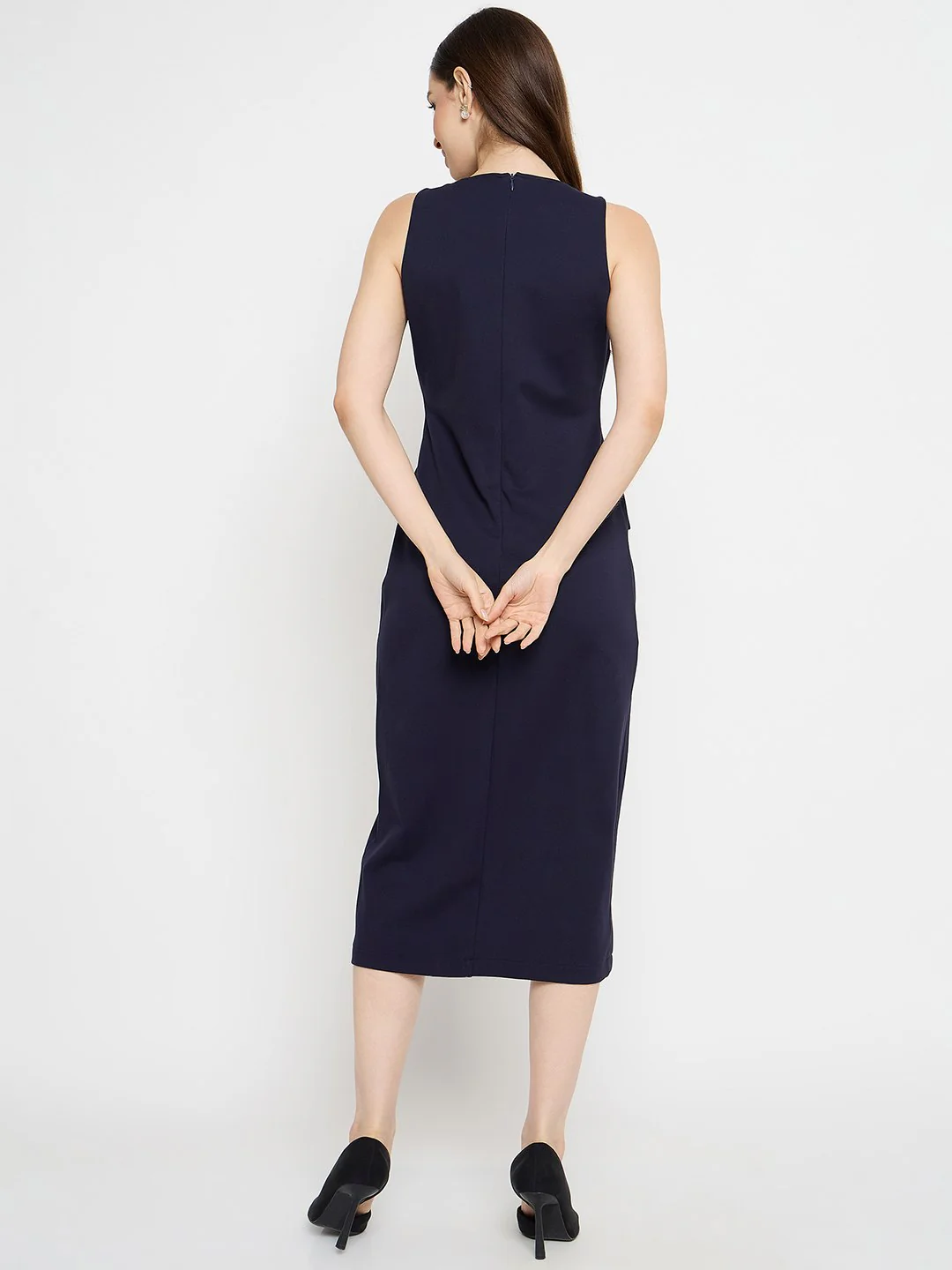 Madame Double Breasted Navy Blue Midi Dress - Image 6