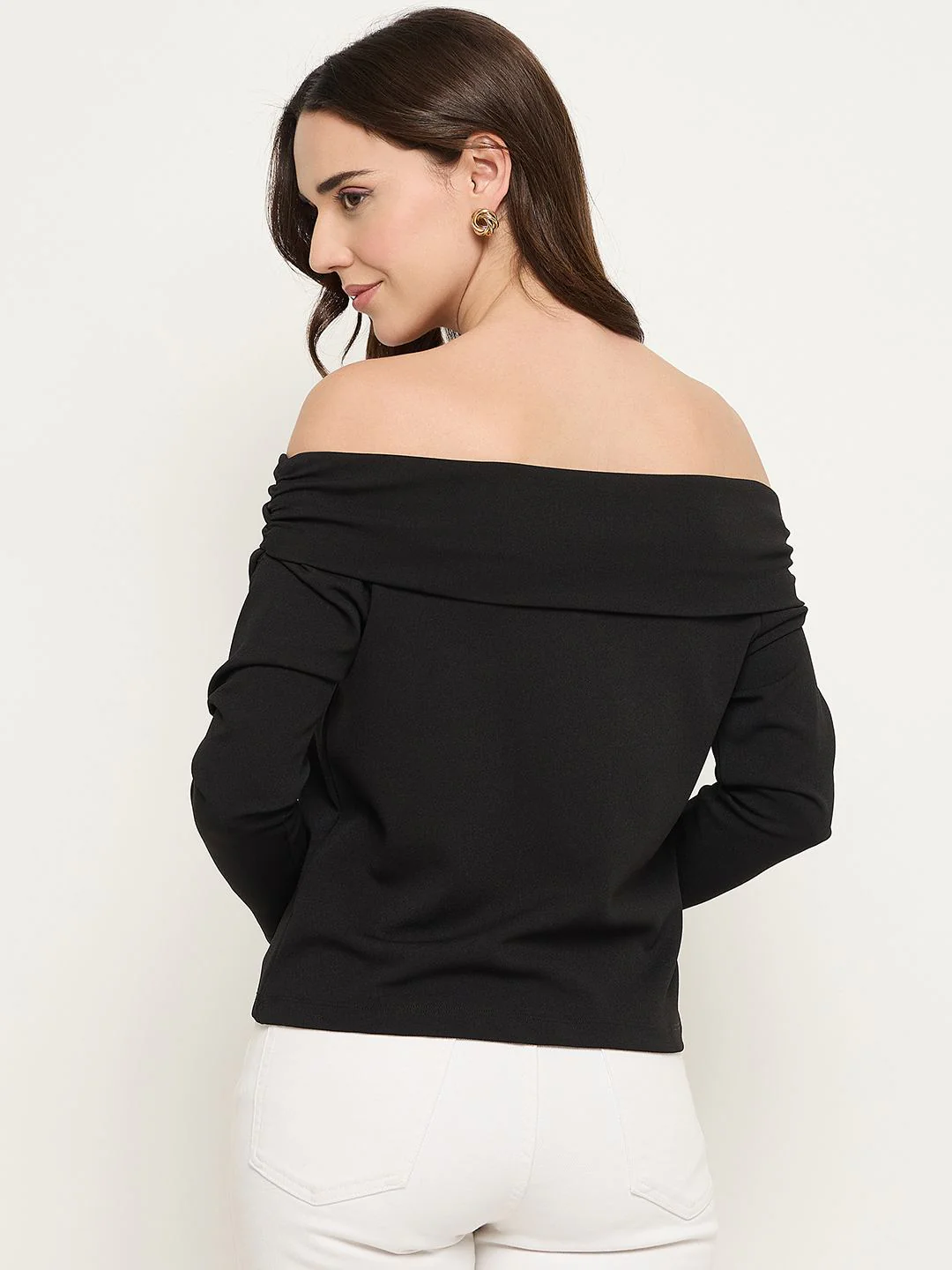Madame Black Ruched Off Shoulder Top - Image 6