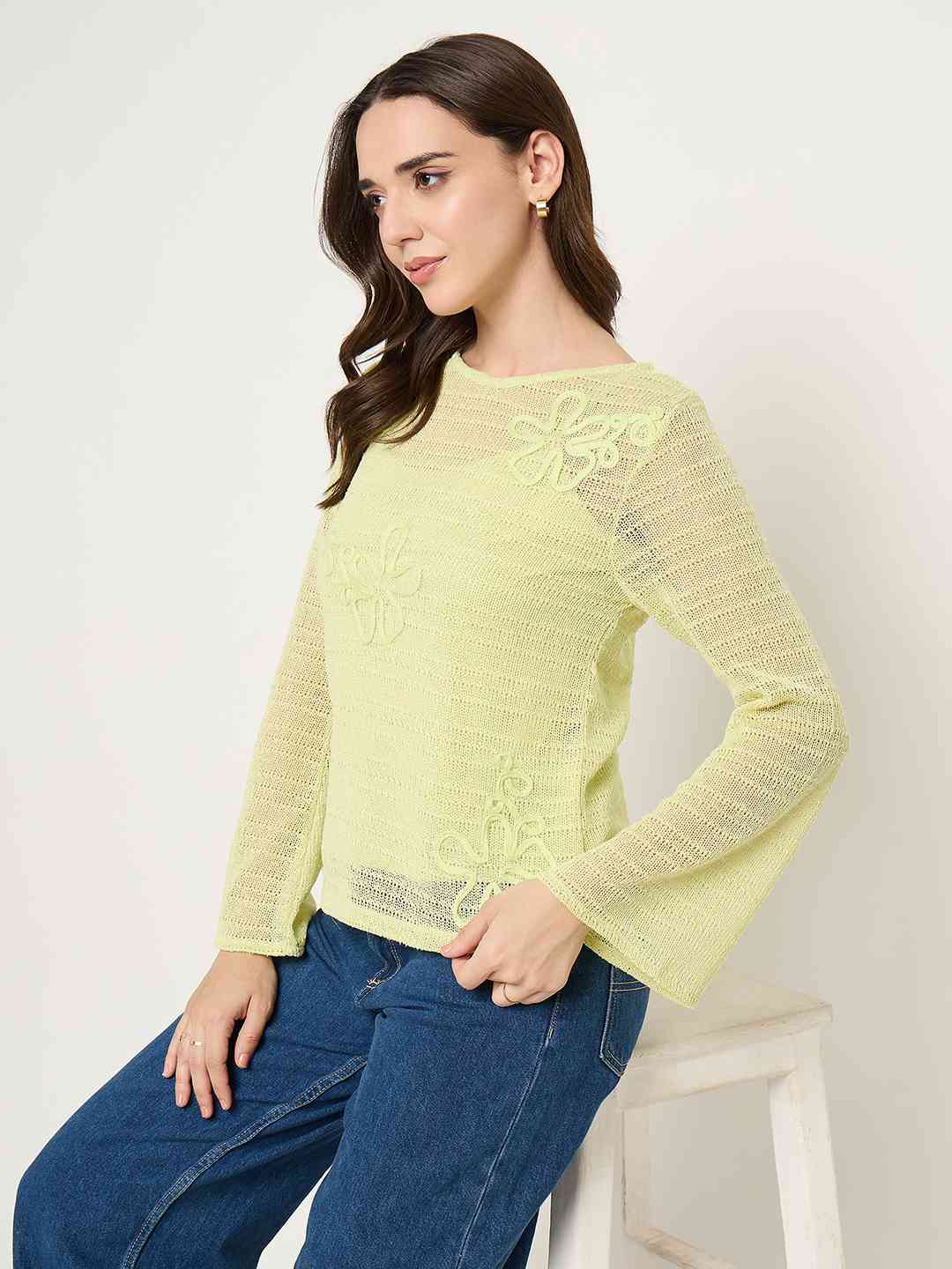 Madame Butter Yellow Lace Fabric Top