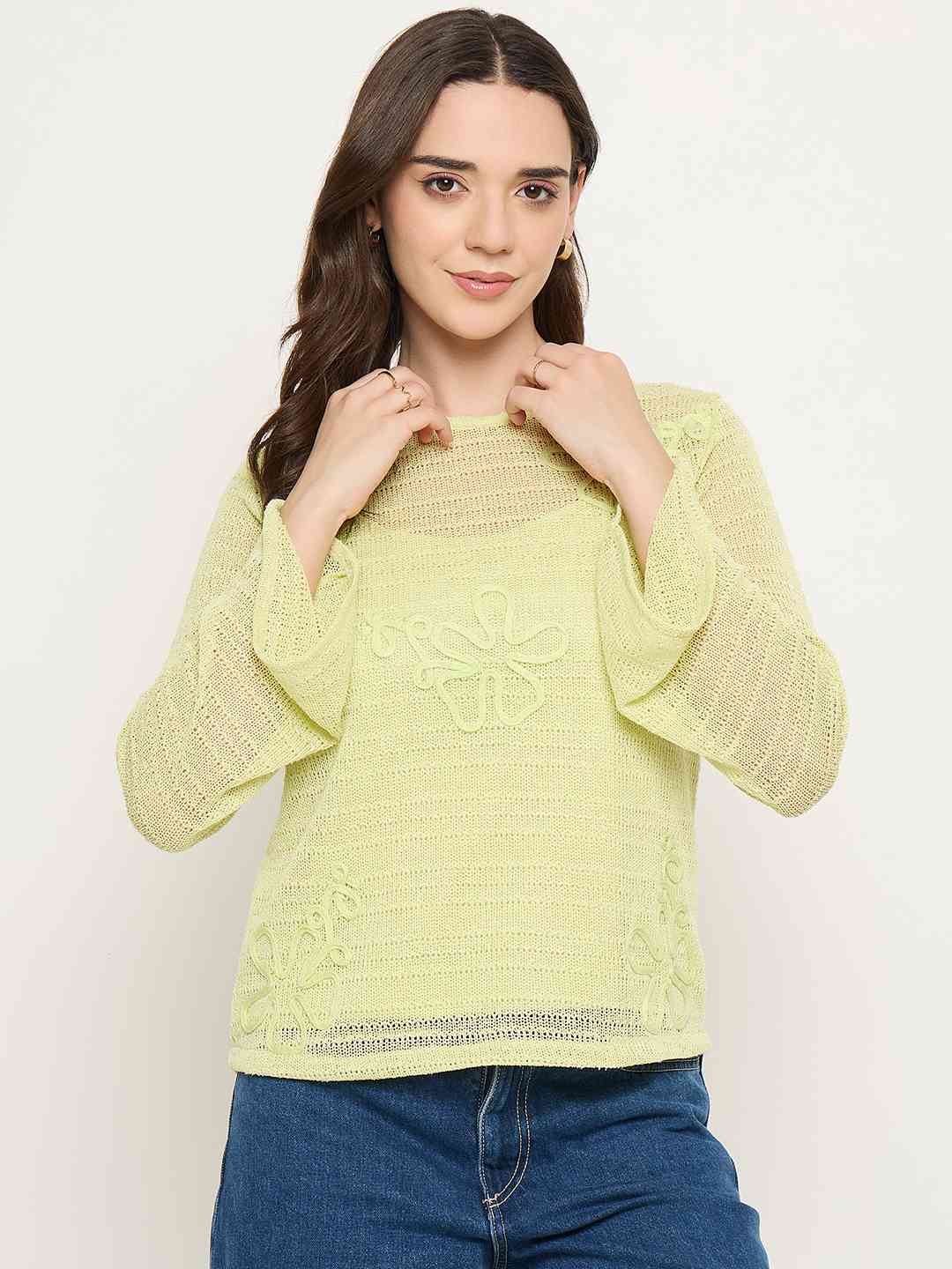 Madame Butter Yellow Lace Fabric Top - Image 3