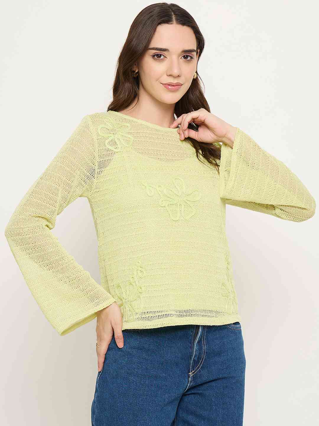 Madame Butter Yellow Lace Fabric Top - Image 4