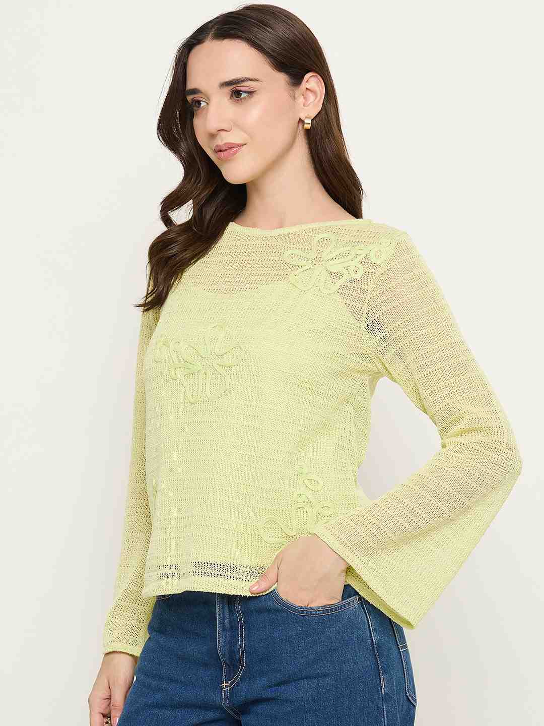 Madame Butter Yellow Lace Fabric Top - Image 5