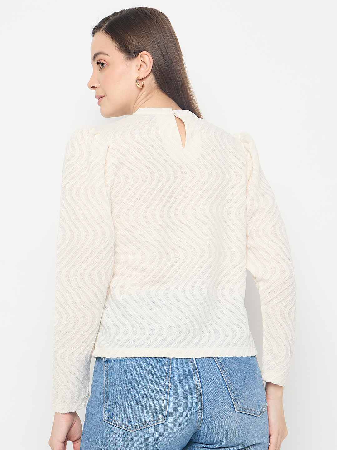 Madame Lace and Textured Off White Top - Image 6