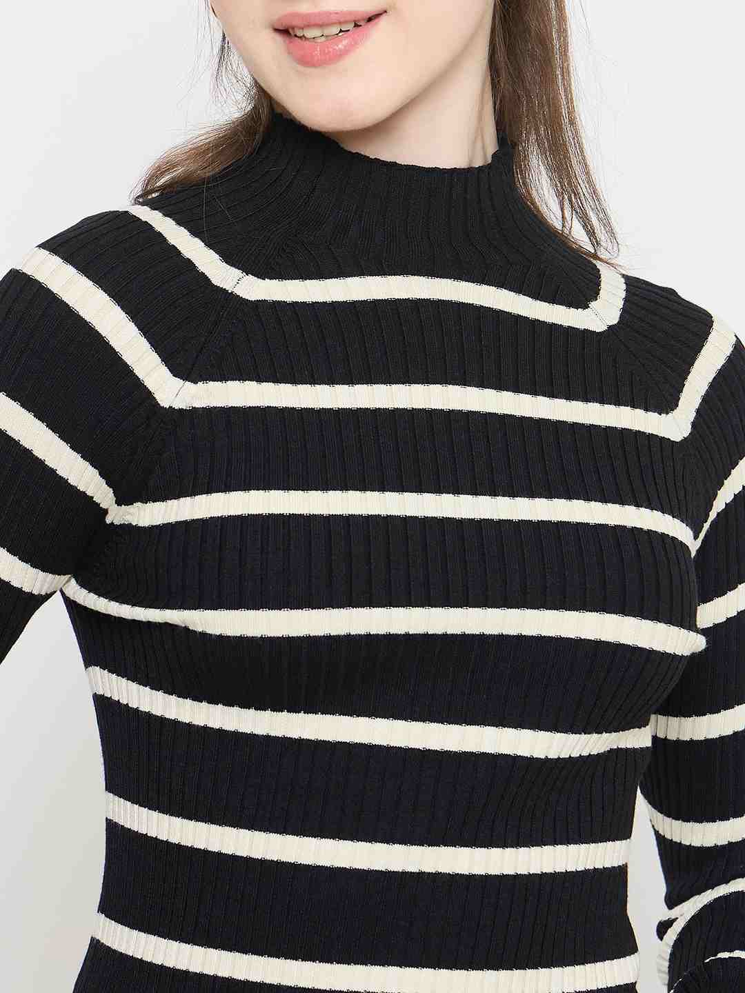 Madame Striped Mock Neck Knit Top - Image 7