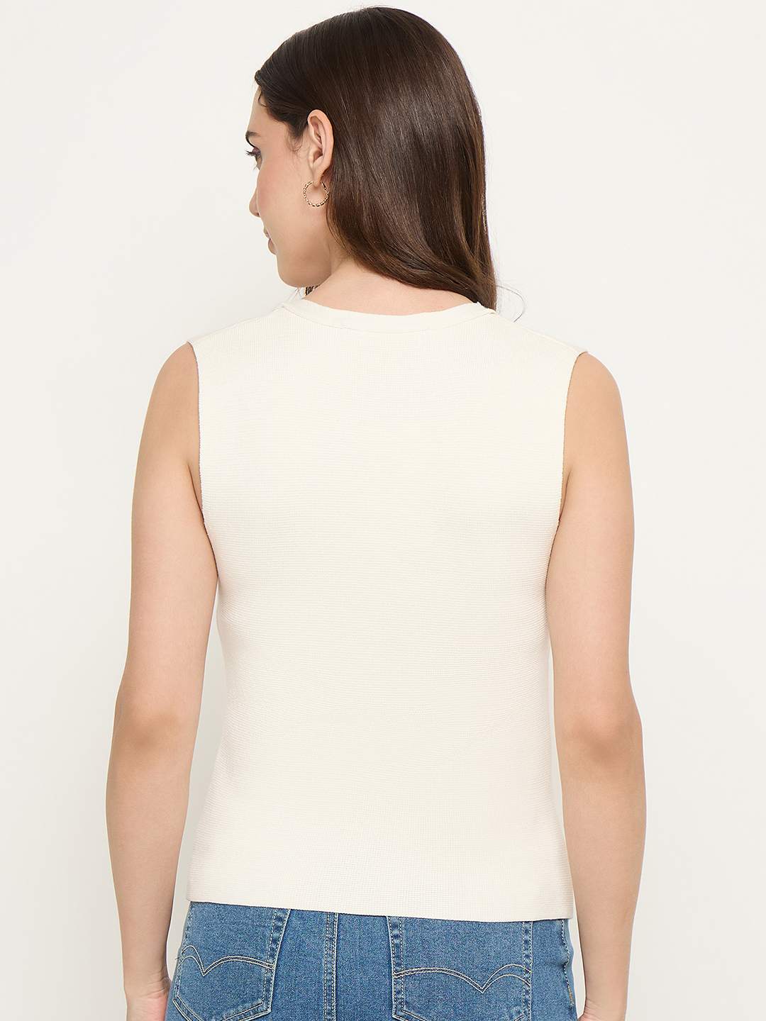 Madame Beige Button Down Knit Top - Image 6