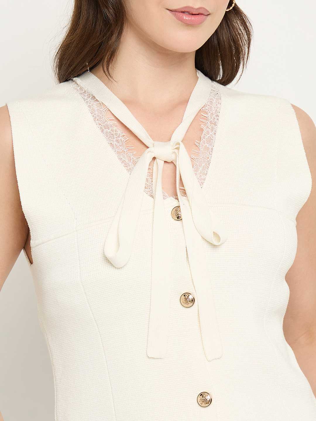 Madame Beige Button Down Knit Top - Image 7